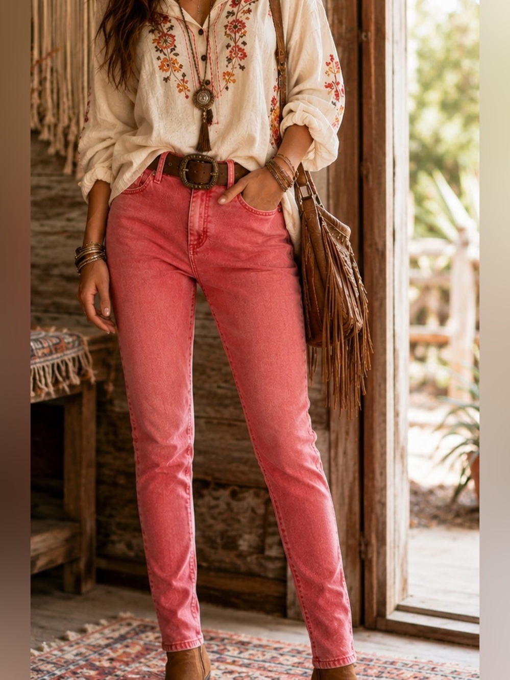AG Adriano Goldschmied The Stevie Ankle Slim Straight Ankle, Coral Pink Size 30R